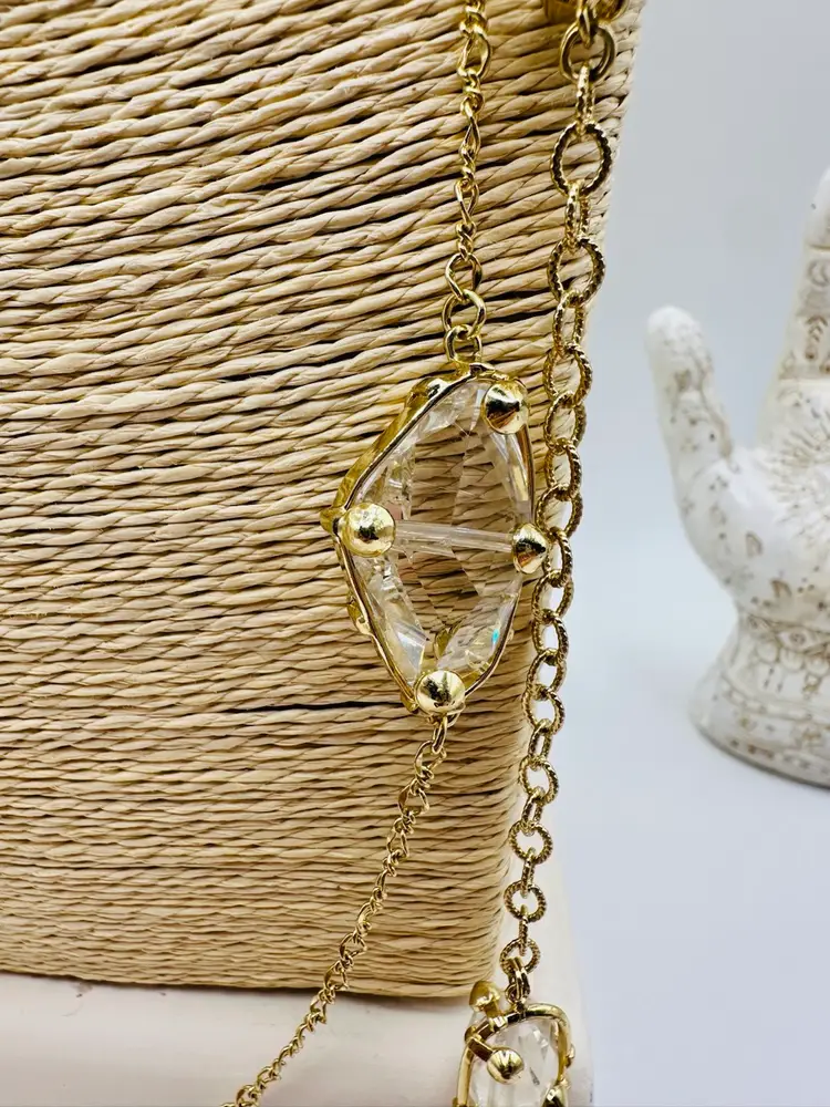 Sorrelli Long Gold Necklace with Swarovski Crystals