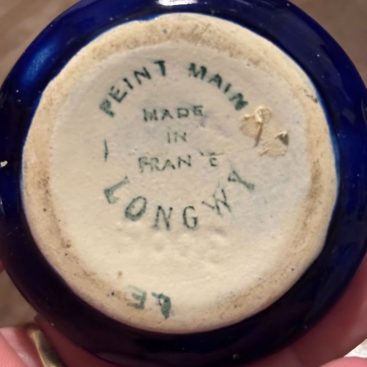 Longwy France Hand Painted RARE Enamelware Mini Bud Vase 2.75”