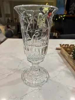 DaPlomb 24% Lead Crystal Nativity Scene Hurricane Lamp