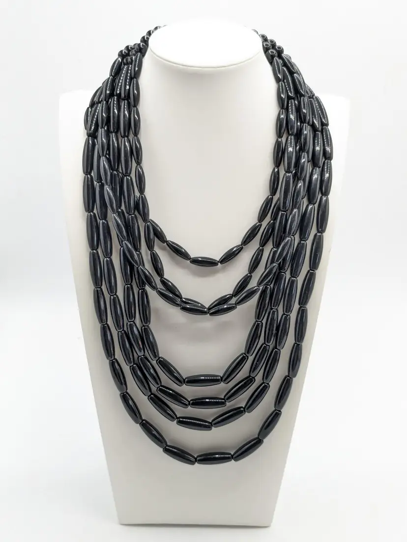 Sugarfix Multi-Strand Black Bead Necklace
