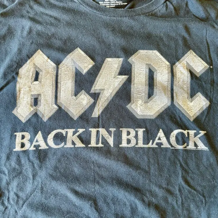 AC/DC Back in Black Logo T-Shirt Size XL Album Merch Rock Band Tee