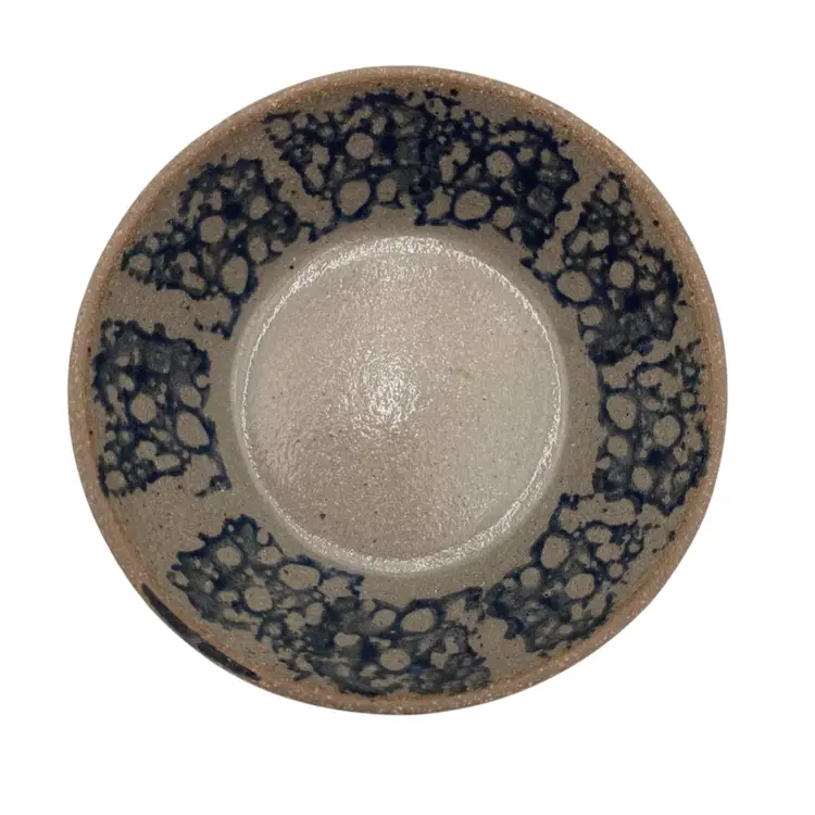 Vintage BBP Beaumont Brothers Pottery Salt Glaze Small Bowl/Trinket Blue Spongeware