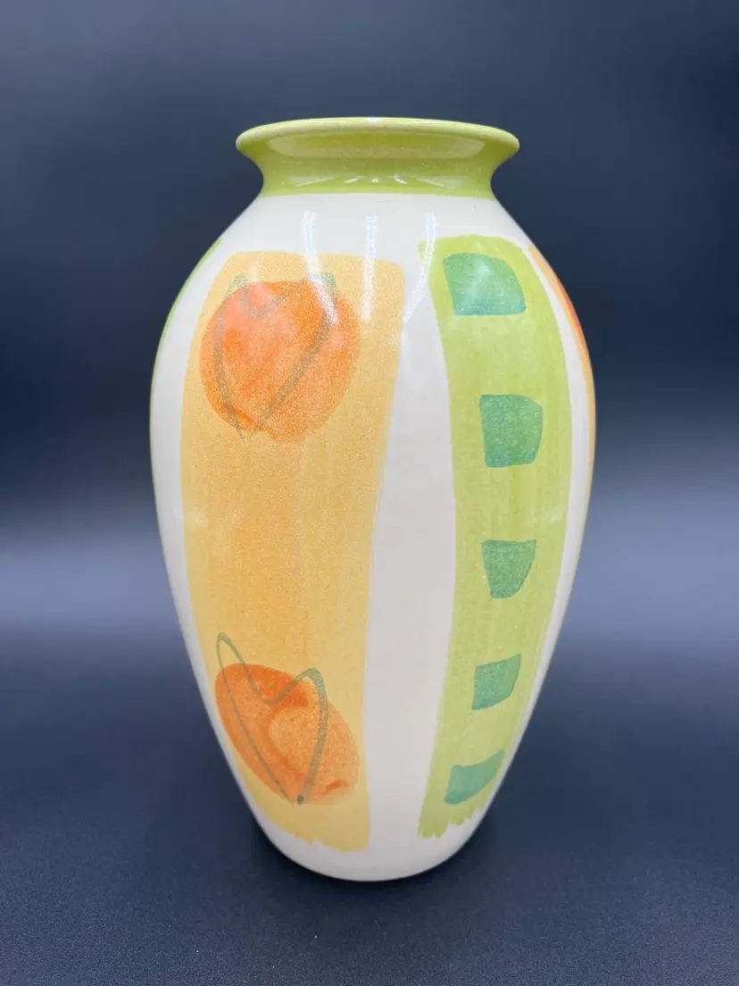 Scheurich Pottery Cream Orange Spring Large Vase - Germany