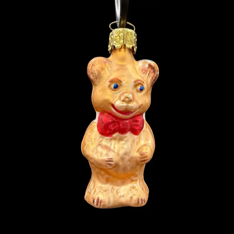 Chrisborn Hand Blown Painted Bear Vintage Christmas Ornament Germany As Is