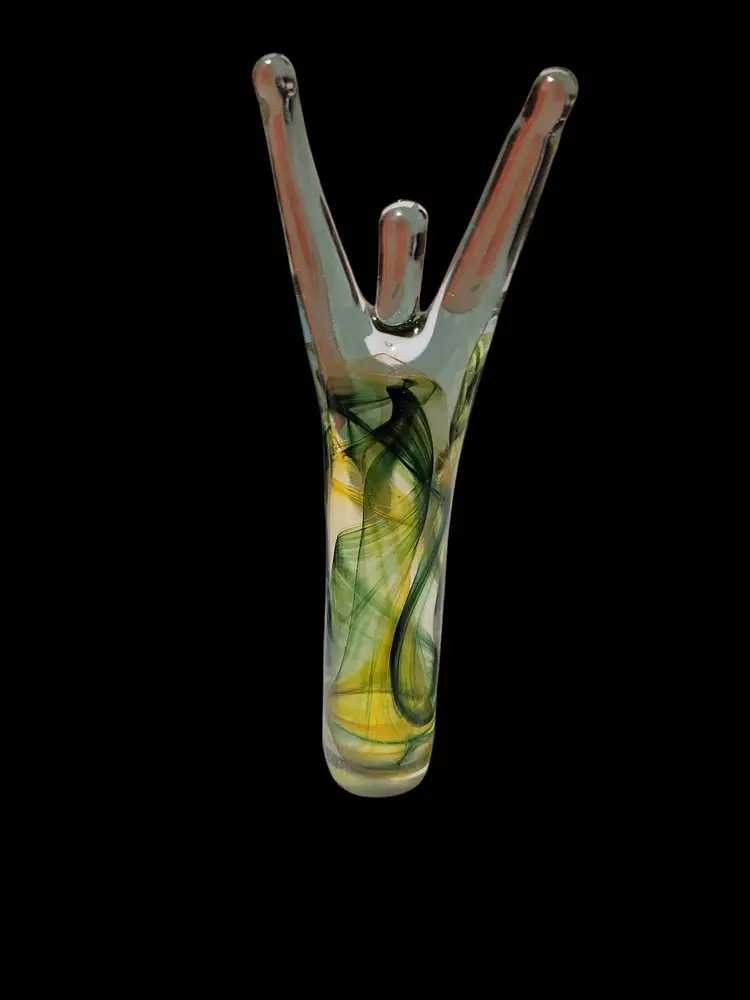 #01 Fireweed glass studio Celebration art glass statue designer by Susan Gottselig 11"t x 4" w