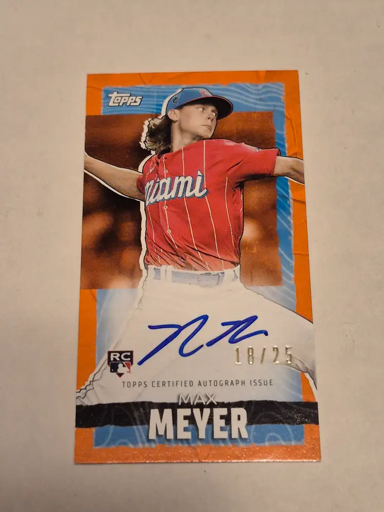 Max Meyer (RC) 2023 Topps RIP Card Orange Mini Auto /25 #TRA-MME Marlins