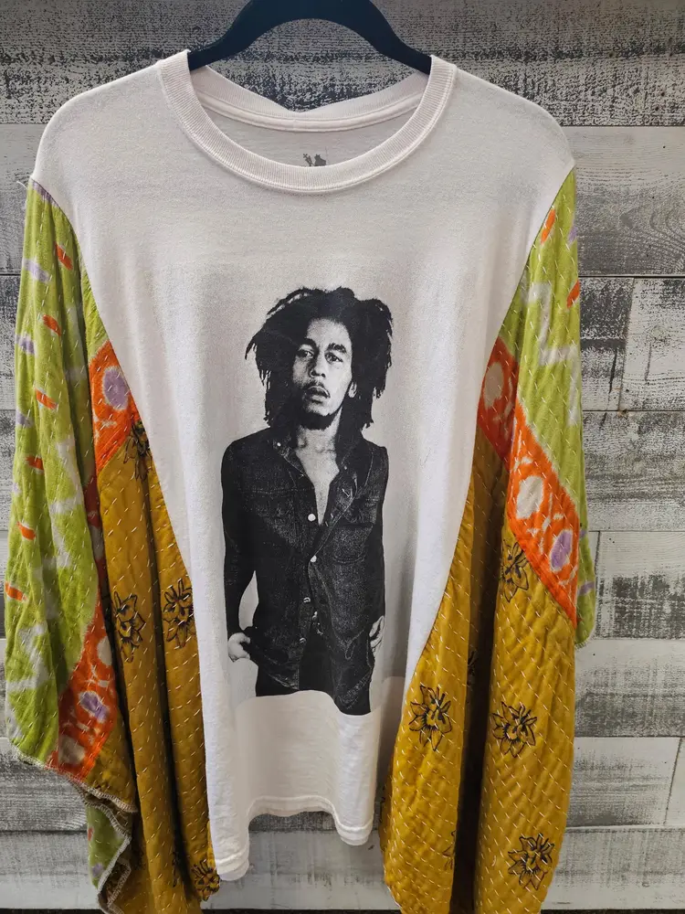 #103 BOB MARLEY: Upcycled Vintage Treads Kantha Ponchos
