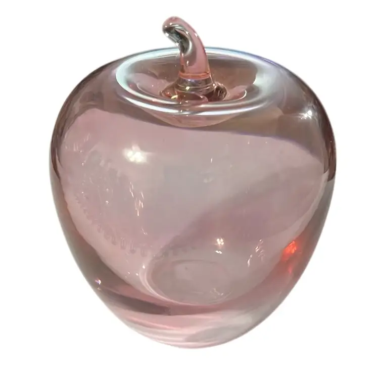 Limited Edition Vintage Cranberry Iridescent Tiffany & Co Glass Apple Paperweight