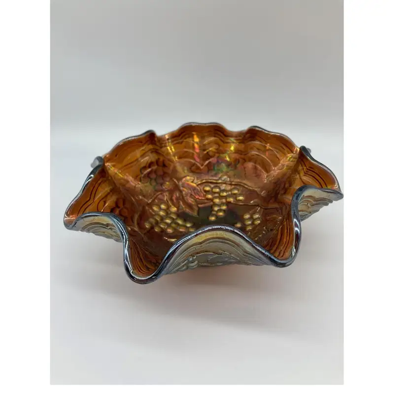 Carnival Glass Imperial Grape Ruffled Bowl Amethyst
Circa 1911-1927