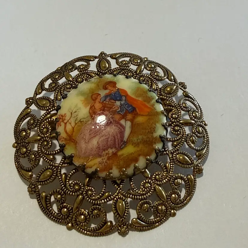 West Germany Courting Scene 1 3/4” Brooch