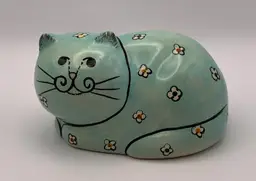 VTG Susan Marie McChesney Cat Ceramic Enesco Floral 1983