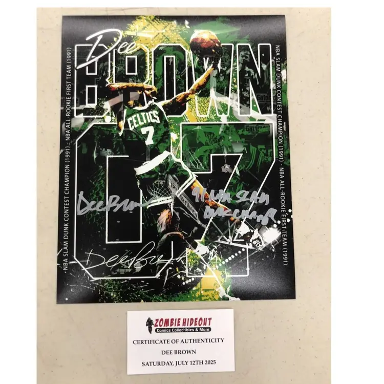 Dee Brown Signed 8x10 Autograph 91 Slam Dunk Champ Boston Celtics W/ Store CoA