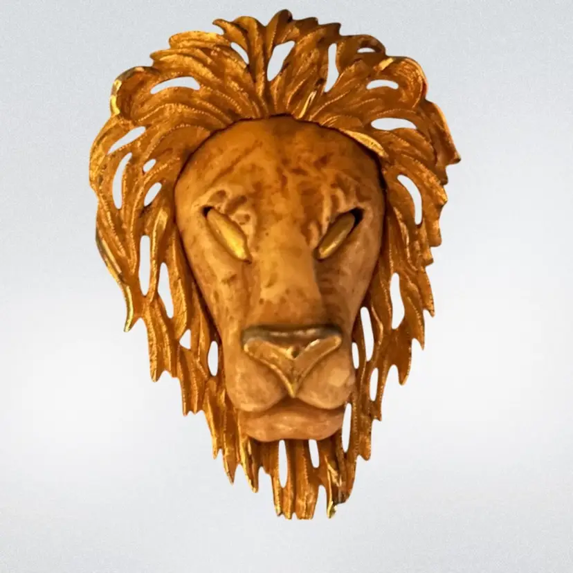 Vintage 1970s Luca Razza Lion Broach Statement Piece Zodiac