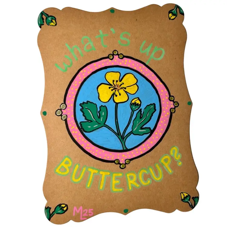 Made By Me, Hand Painted Greeting Card, Buttercup