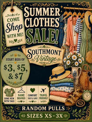 Summer Clothes Sale!  Low SBs! Some New w/Tags.  Sizes XS - 3X