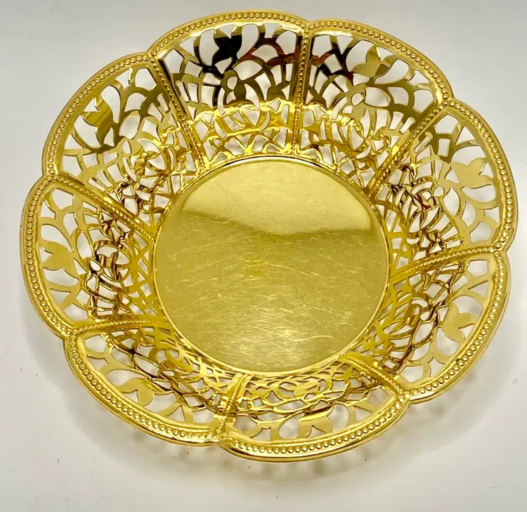 ✅ VINTAGE WMF ECHT VERGOLDET 24 CARAT GOLD PLATED BON BON ORNATE BOWL DISH