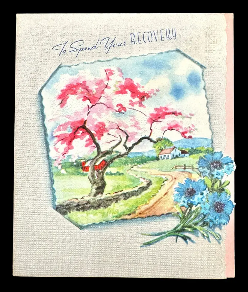Vintage Greeting Card To Speed Your Recovery Illness Get Well Soon Pastel USA