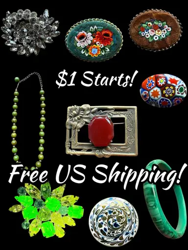 Micro Mosaics, Damascene, Bakelite, Murano, Hat Pins!