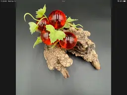 Vintage MCM Amber/Orange Grape Cluster on Driftwood