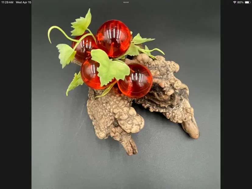 Vintage MCM Amber/Orange Grape Cluster on Driftwood