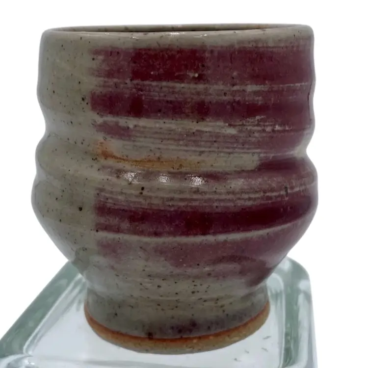 Handmade Stoneware Tea Cup, Beautiful Oxblood Red, Russet, Clear Glaze, Ribbed