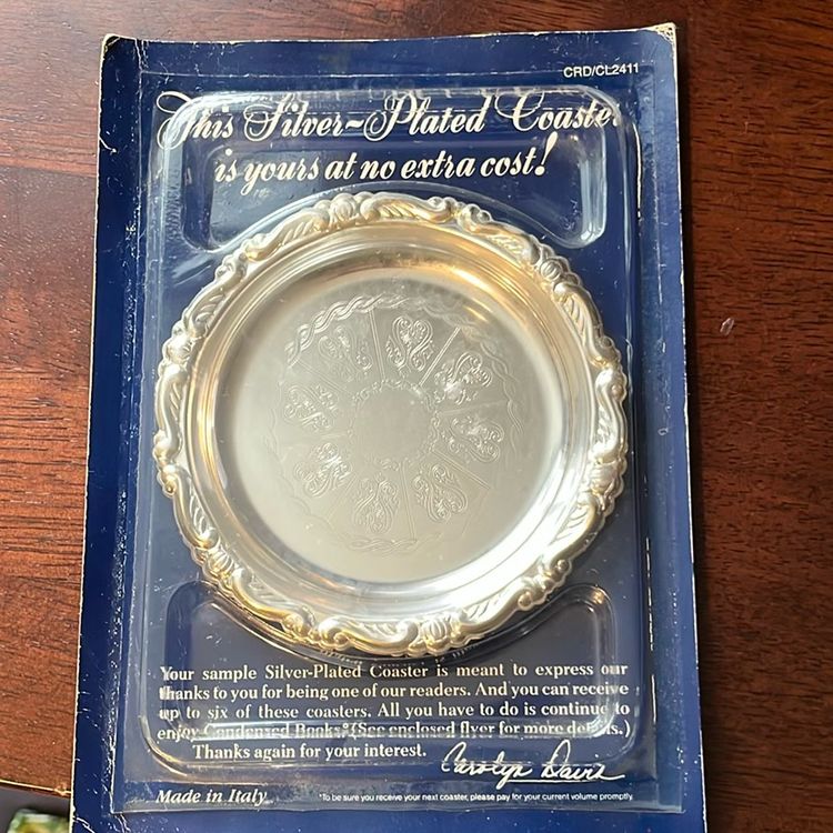 silver-plated coaster from Reader's Digest, made in Italy around 1988.
