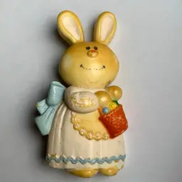Vintage 1975 Hallmark "Bernadette Bunny" with Easter Basket Brooch Pins