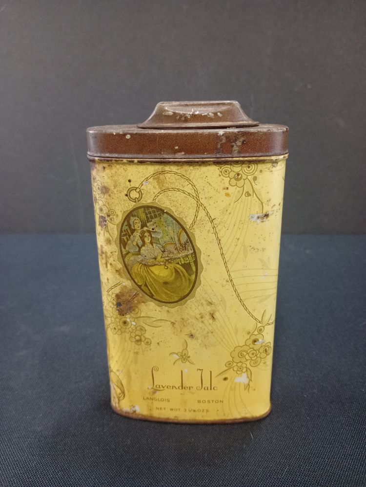 Art Deco Lavender Talcum Powder Tin By Langlois Inc 1930s