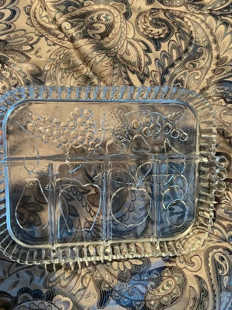 Vintage Indiana Glass Divided 5 Part Serving Relish Tray/Fruit Platter