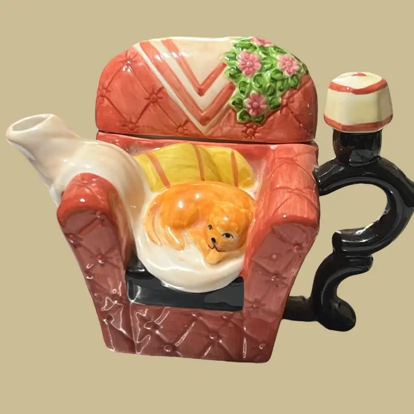 #01 035 cat in chair, two pot 2 cup 4" x 6"