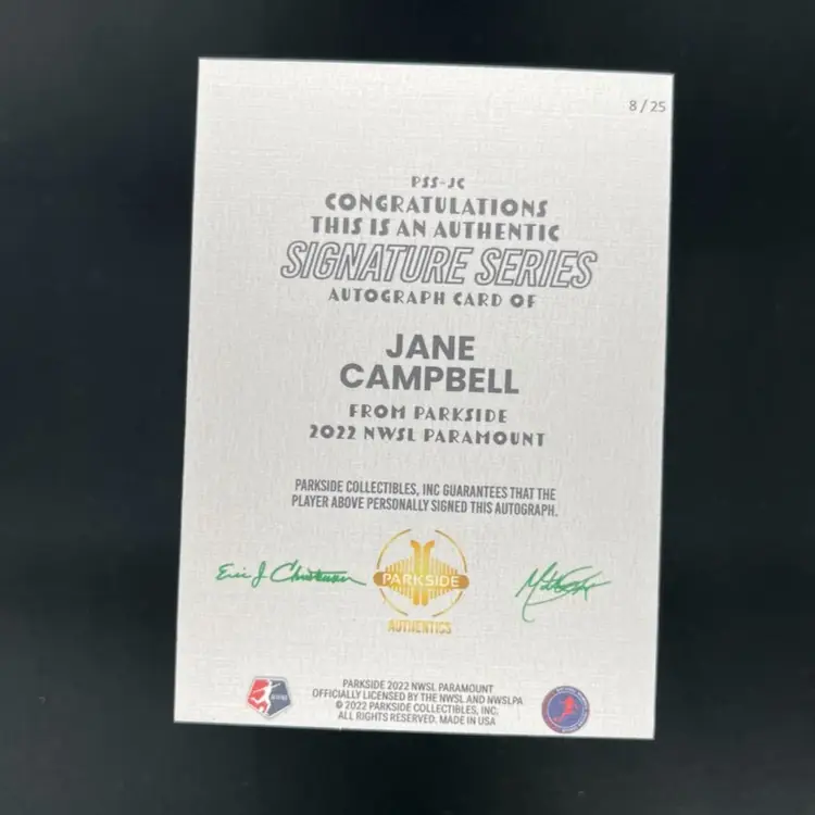Jane Campbell 2022 Parkside Paramount NWSL Autograph /25 Soccer Card