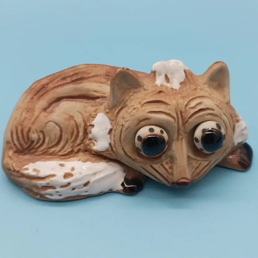 Vintage, Applied Glass "Pop Eye" Red Fox, Made In Japan.