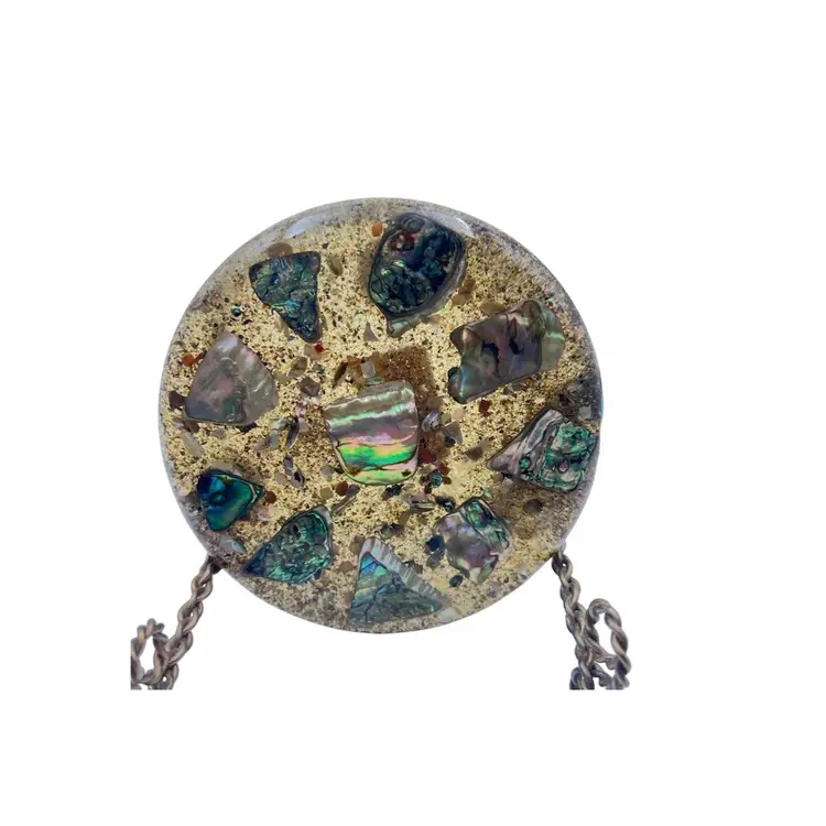 ACRYLIC ABALONE SHELL TRIVET
 5.25x.5"