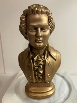Mozàrt Ceramic Bust Brass Color 8 Inches