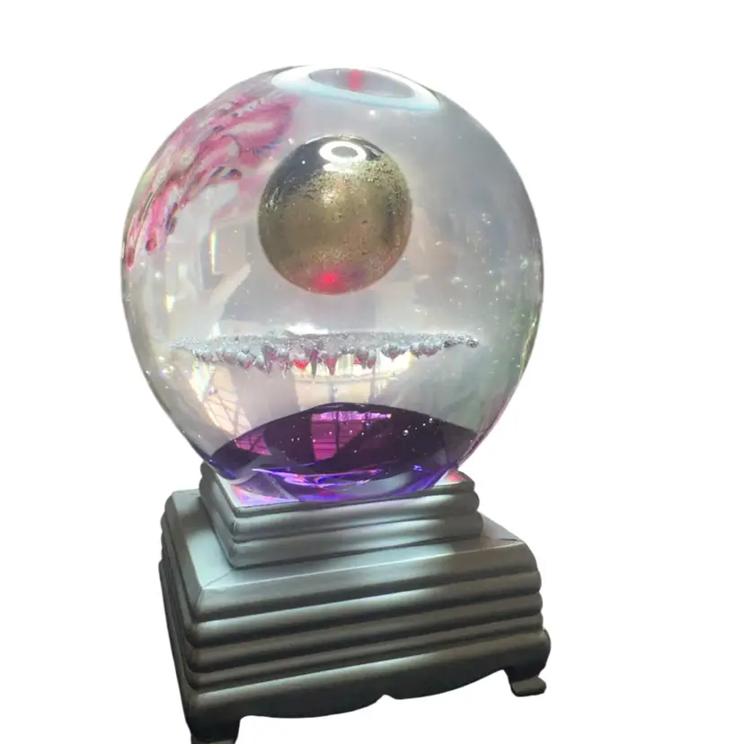 Big Beautiful Planet Paperweight-Unidentified Maker! No Signature!This item Maybe a Caithness art glass paperweight But Cannot Confirm And Is Being Sold “as Is”. Fleabites Pictured. These hand-blown glass spheres often feature intricate internal designs, such as gold flecks, controlled bubbles, and celestial-inspired patterns like galaxies or planets. Similar designs are also produced by other glass studios, such as Dynasty Gallery, which creates heirloom collectible pieces with similar light-reflecting qualities