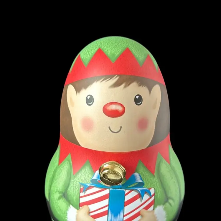 Elf Metal HolidayTin 3D Empty•Great For Gifts Or Candy•Free Standing•READ
9” T x 5” W