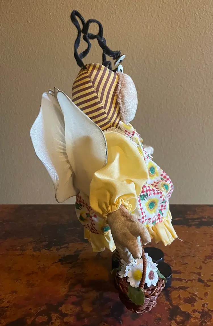 Honey Bee Doll With "Stingers" Hand Made Standing Figurine Collectible Vintage Anthropomorpic