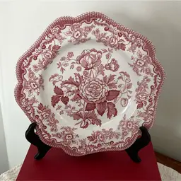 Spode Collection British Flowers Rosa Series Jasmine 1831 Dinner Plate Red