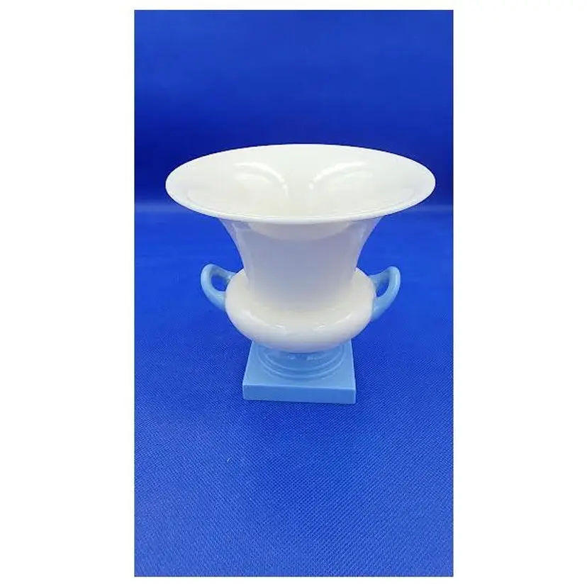 RARE MILK WHITE AND BASE/HANDLES IN LIGHT BLUE LENOX VASE