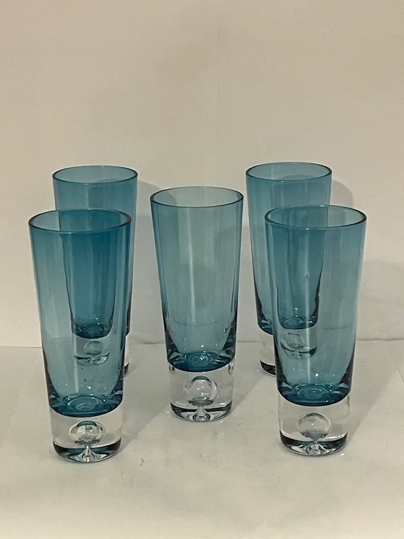 #378 Kosno Aqua Blue Double Shot Glasses Set Of 5