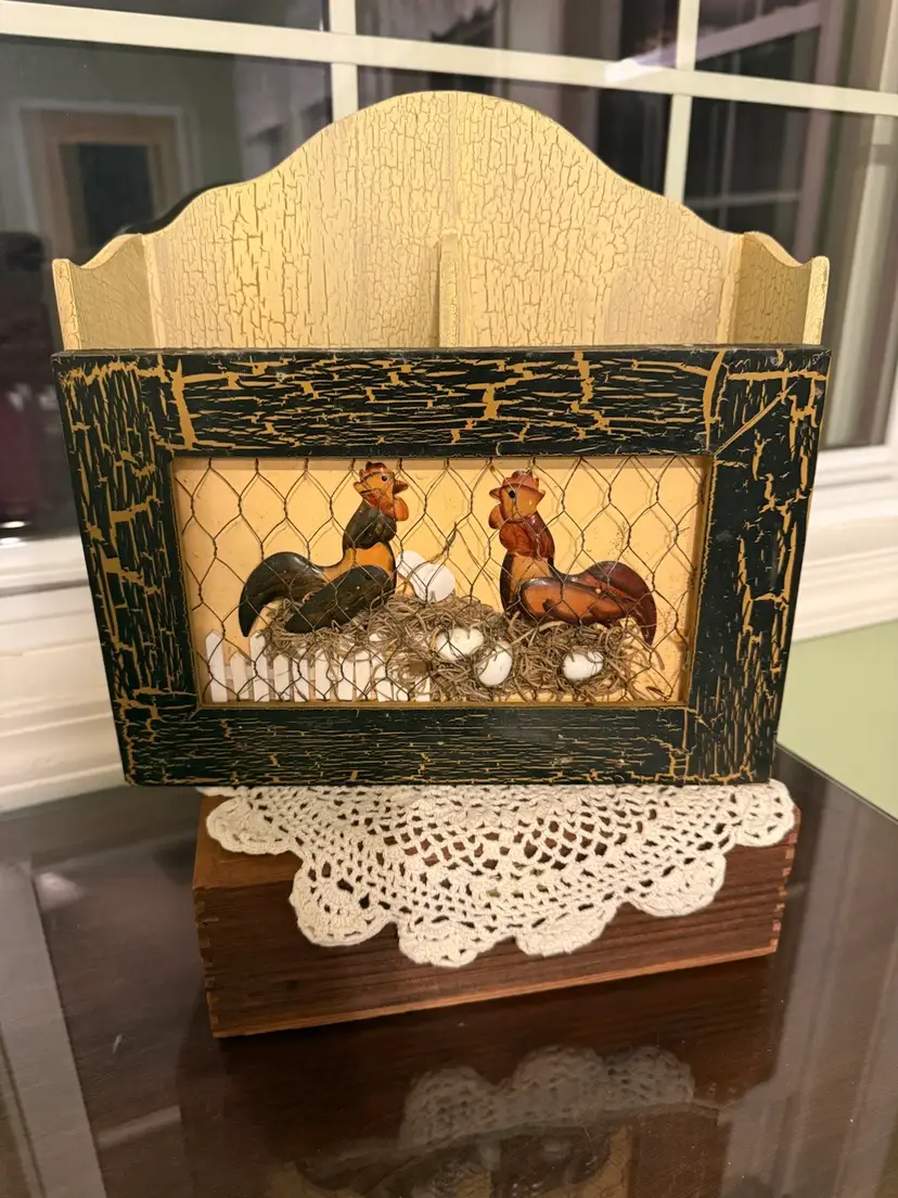 Rooster Barn Mail Wall Organizer Farmhouse Decor 10”x10”