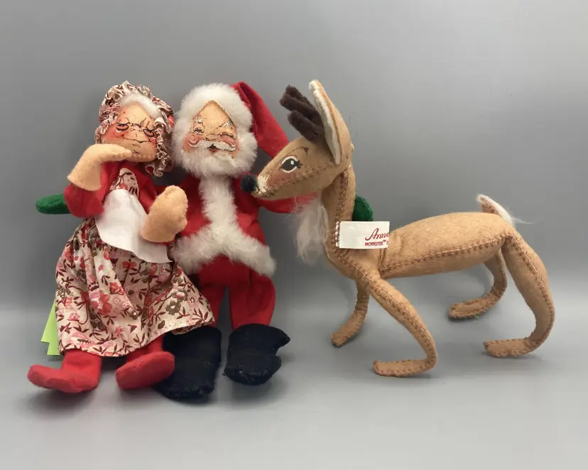 Vintage Annalee Dolls - Santa, Mrs. Claus, & Reindeer - with tags - set of 3