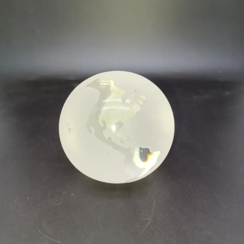 Beautiful Silvestri Blown Glass Paperweight-Frosted World Globe of Earth