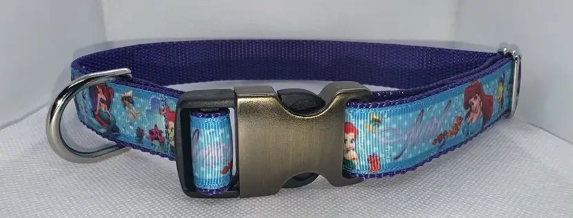 Large Handmade Heavy Duty Dog Collar Ariel The Little Mermaid Disney NEW