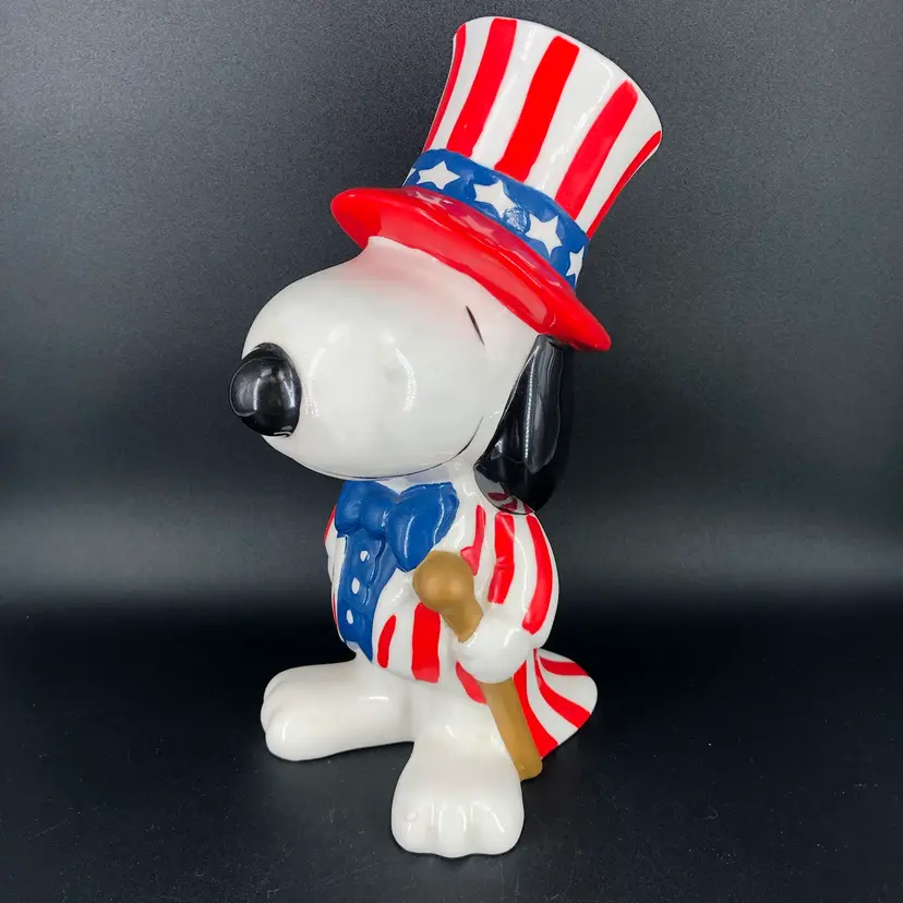 Vintage Willitts Snoopy America Uncle Sam Coin Bank