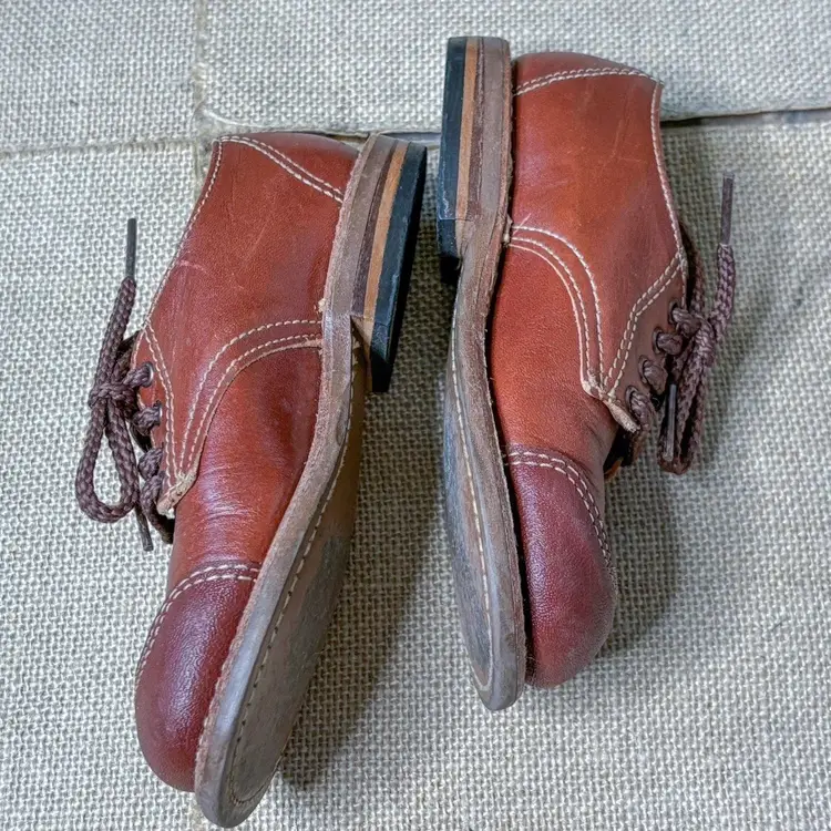 Vintage Stride Rite Childrens Brown Shoes 7.5 C Cottagecore Rustic Farmhouse Decor Prop