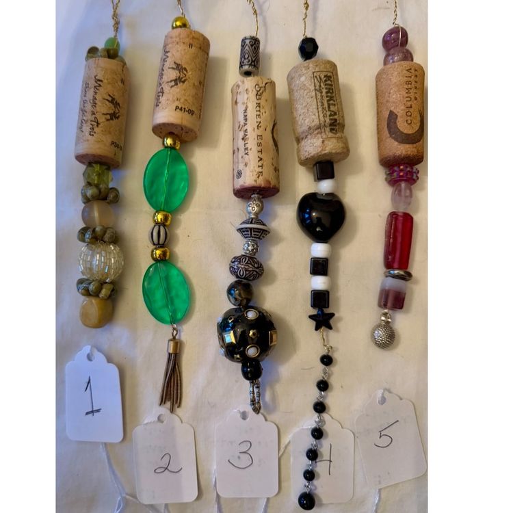 Wine Cork & Bead Holiday Christmas Ornaments