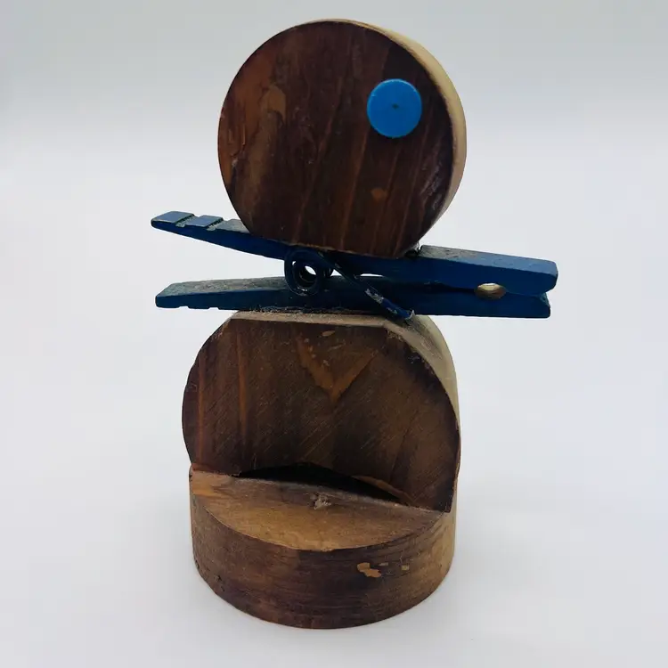 Adorable Vintage Farmhouse Wood Recipe Holder Duck 4.25”