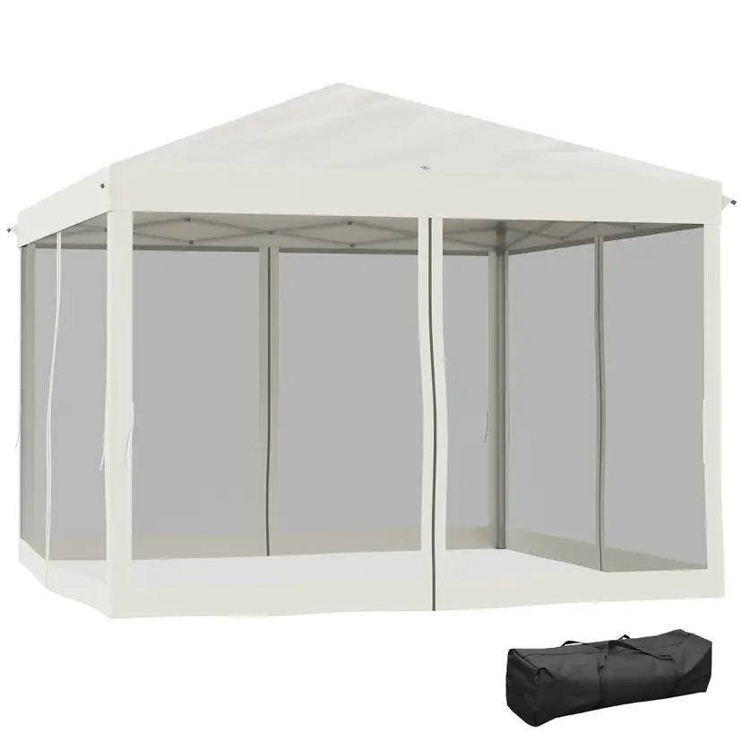 Outsunny 10' X 10' Pop Up Canopy Tent With Netting, Instant Gazebo, Ez Up Screen House Room With Car