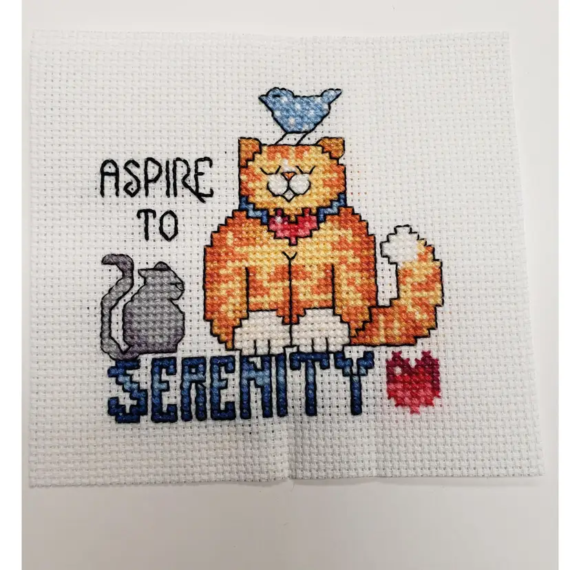 New Handmade Cross-stitched Aspire To Serenity Piece